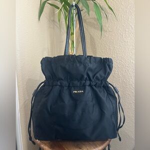 PRADA BLACK TESSUTO JACQUARD TOTE